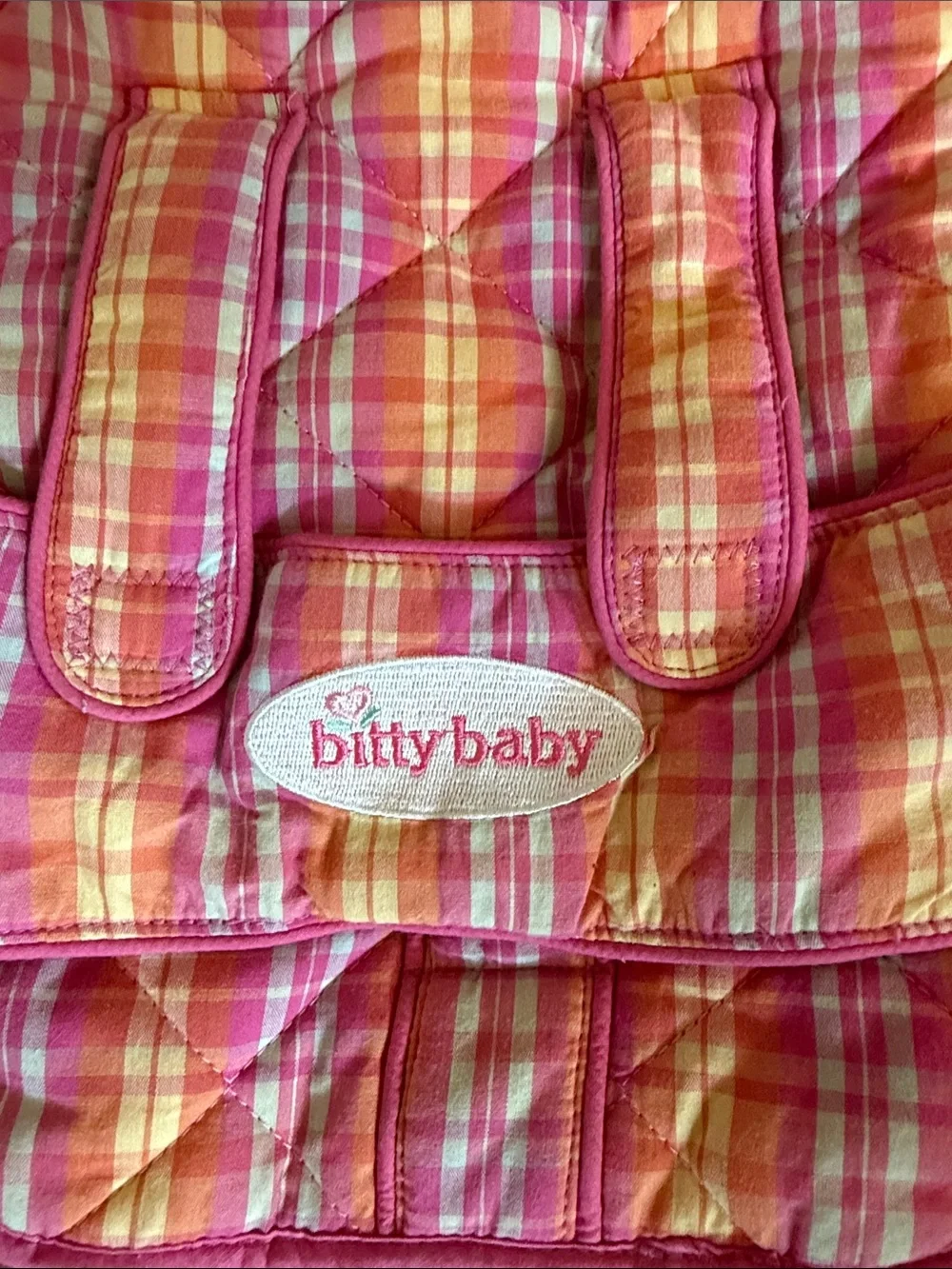 Bitty Baby Pink Plaid Quilted Kids Backpack